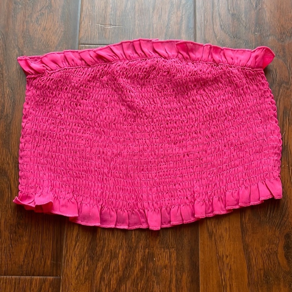 Hot Pink Shirred Smocked Tube Top